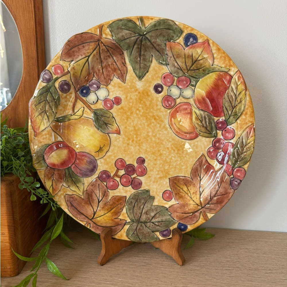 Fitz and Floyd Multicolor Fruit and Leaf Serving Platter